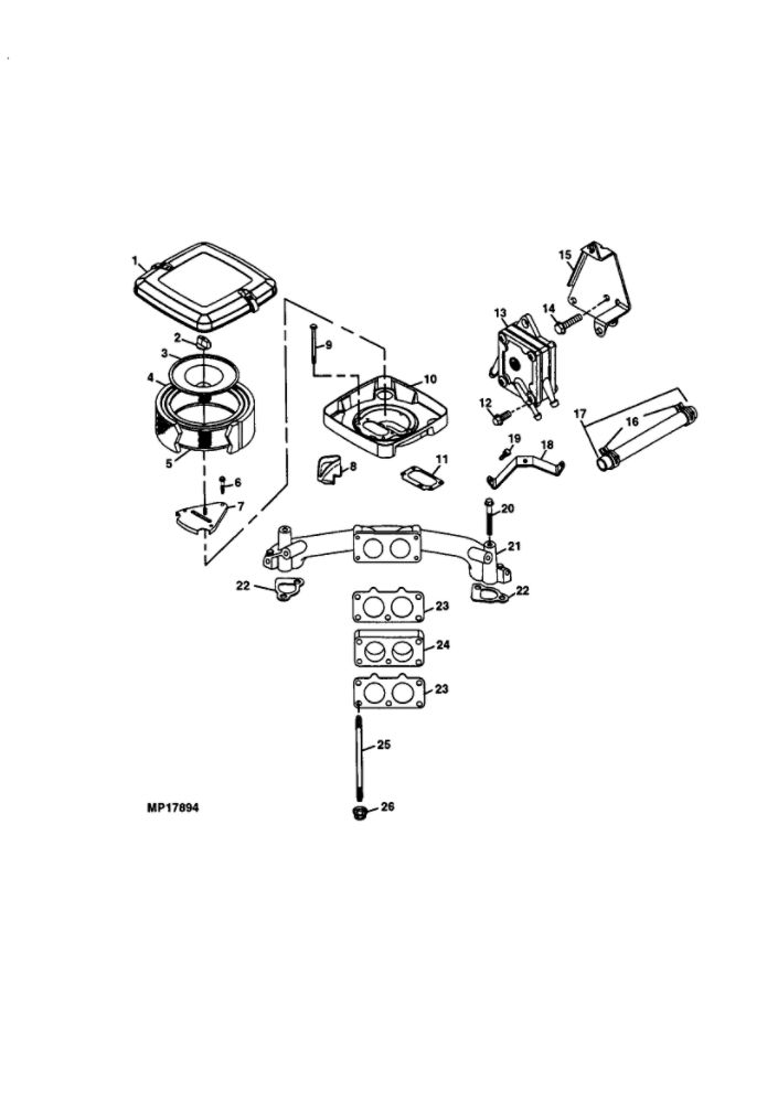Air Filter And Fuel Pump Diagram and Parts List for 351700-1114  Briggs and Stratton Engine